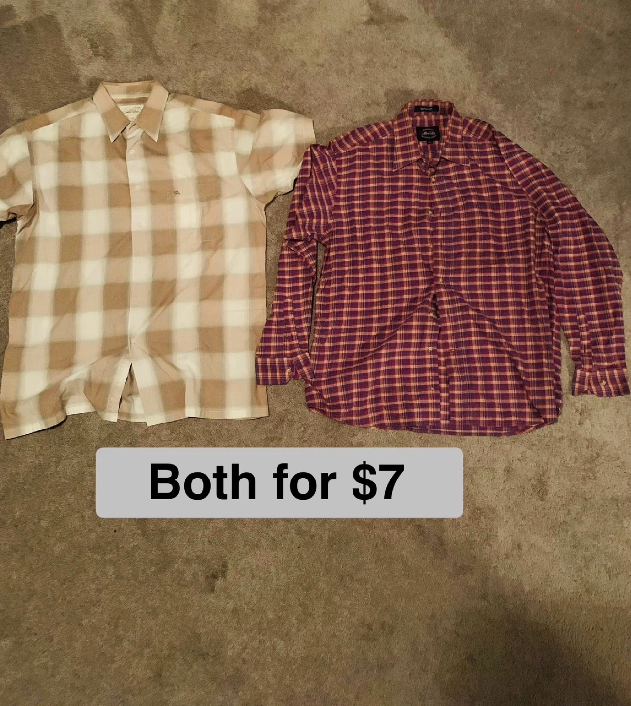 2 Men Dress / Polo / Golf Shirt (size 42 / large) for $7