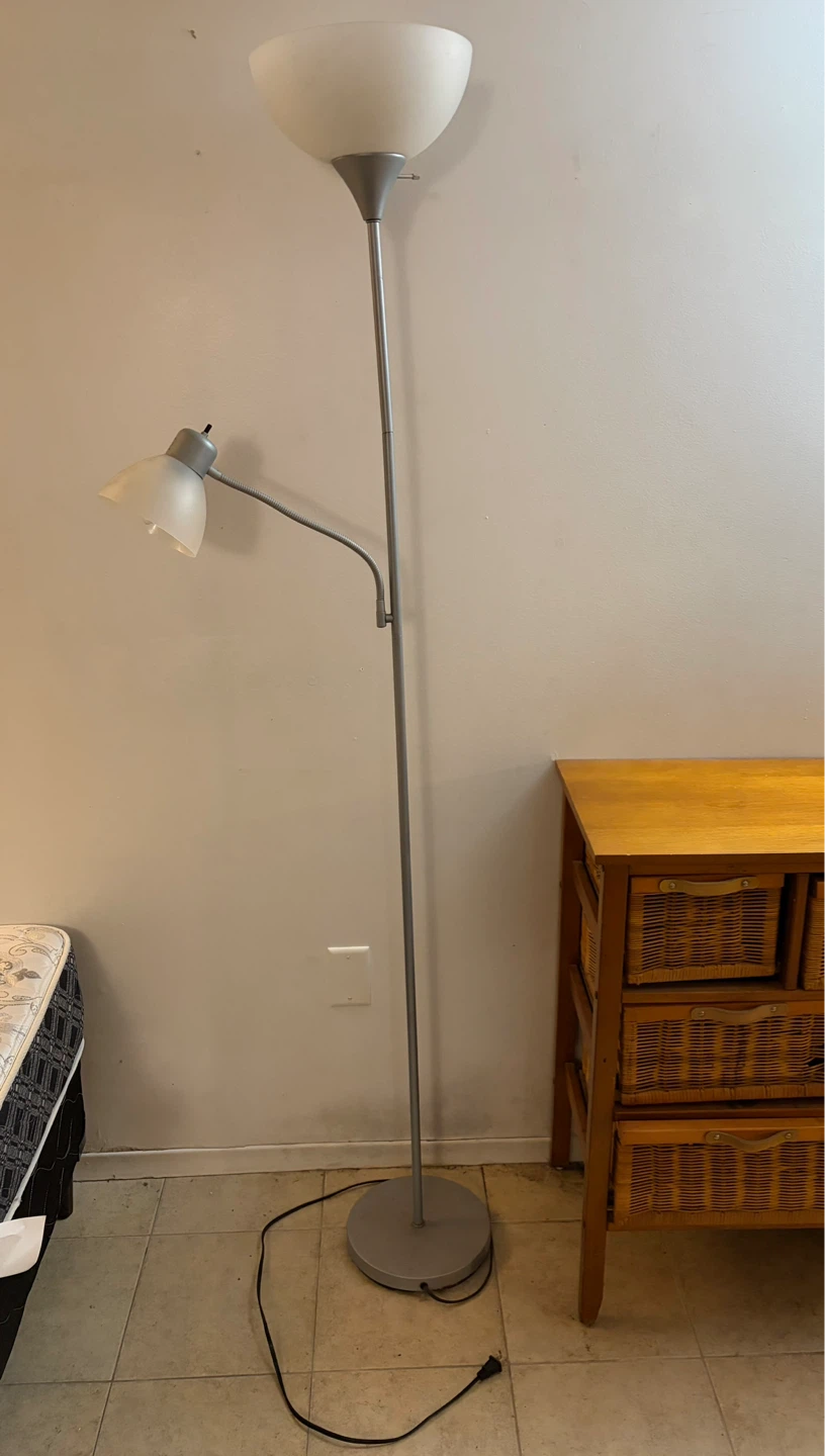 Silver Floor Lamp with Adjustable Reading Light