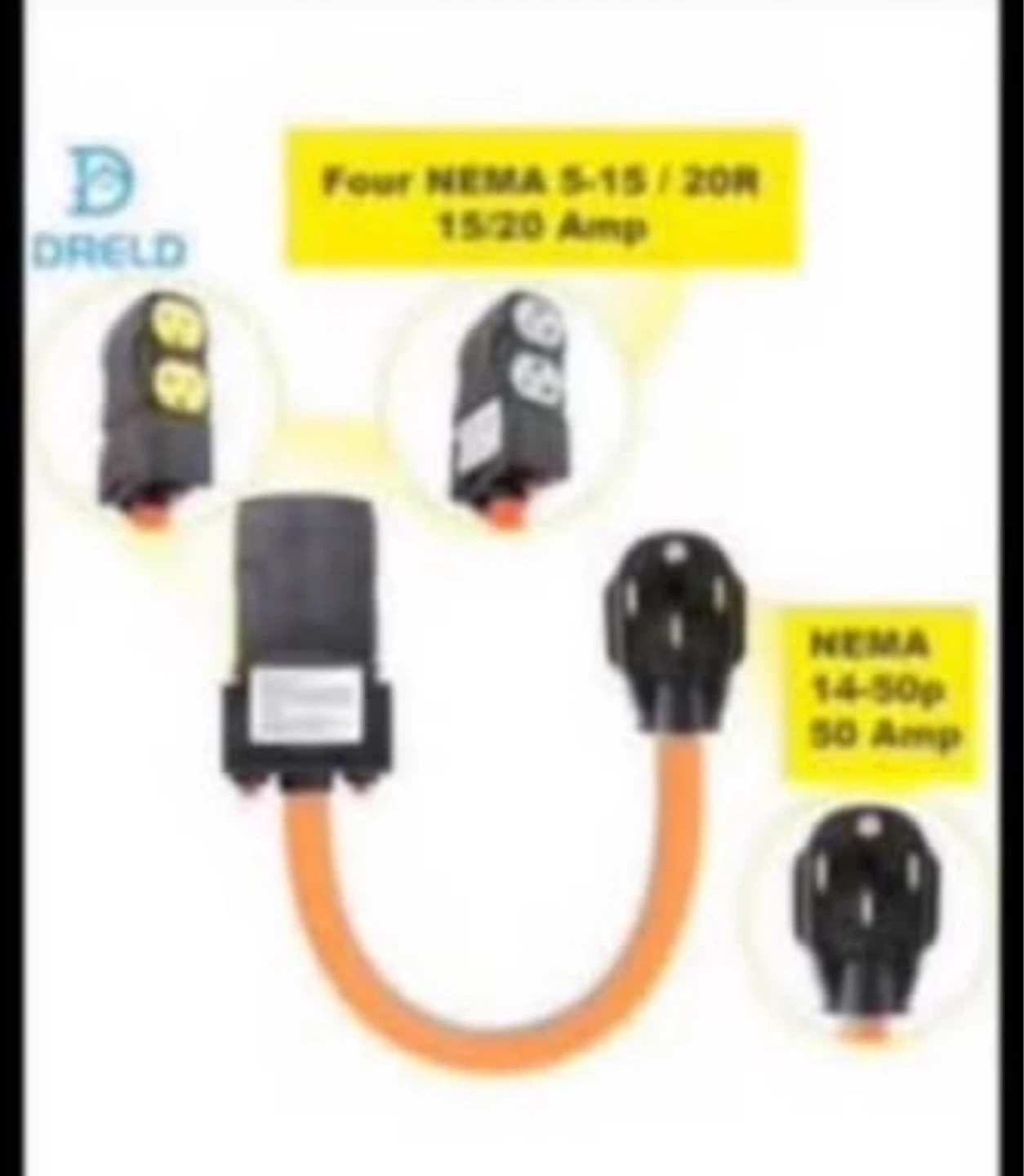 DRELD NEMA 14-50p to 5-15/20R Adapter Cord - photo 3
