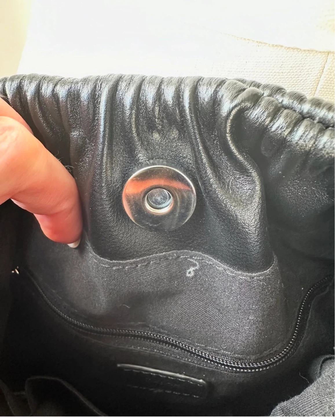 COLAB Black Faux Leather Drawstring Shoulder Bag - photo 3