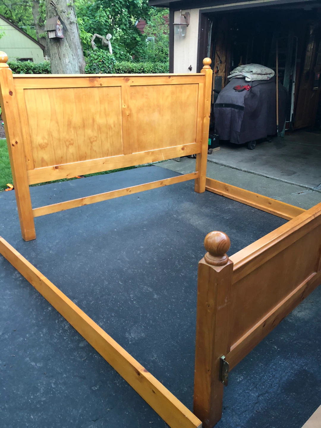 Wooden Bed Frame Headboard and Side Rails