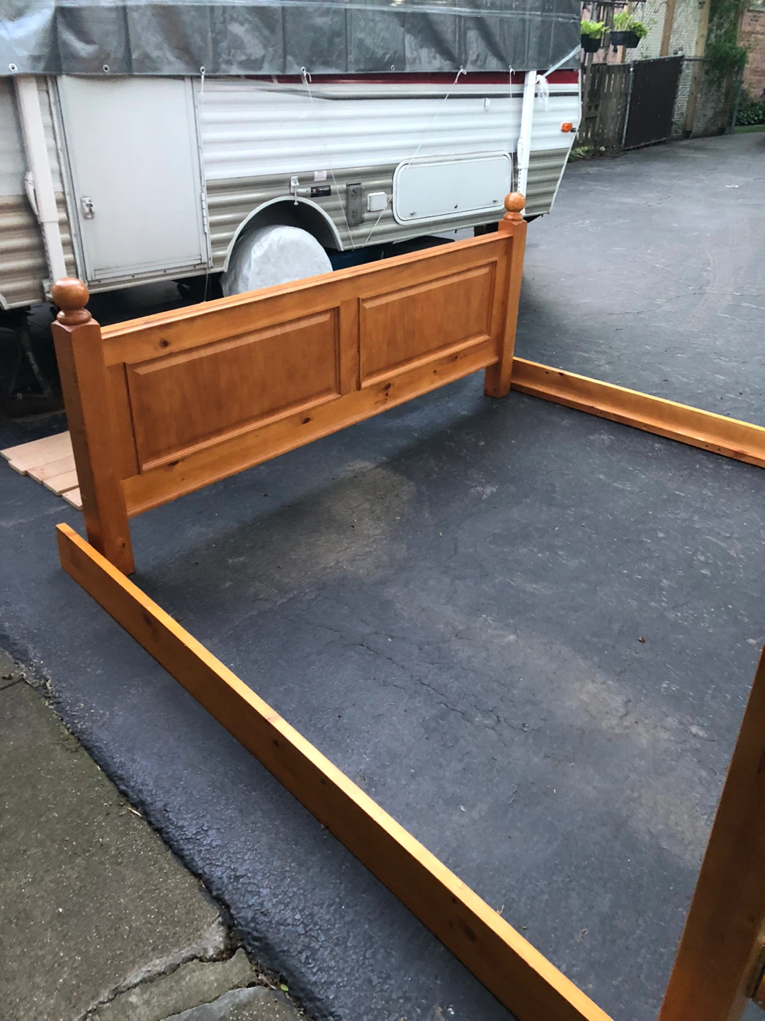 Wooden Bed Frame Headboard and Side Rails - photo 2