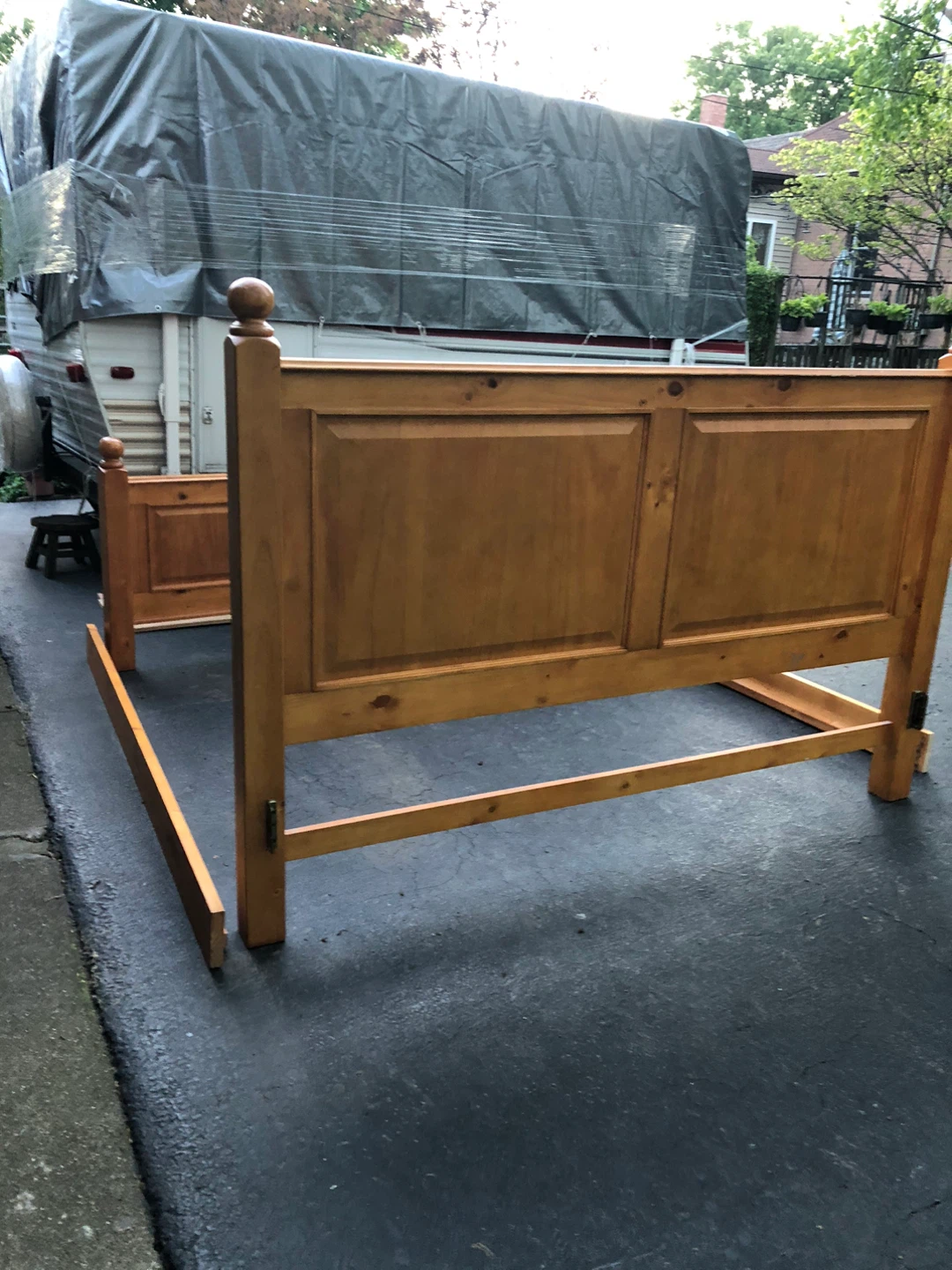 Wooden Bed Frame Headboard and Side Rails - photo 3