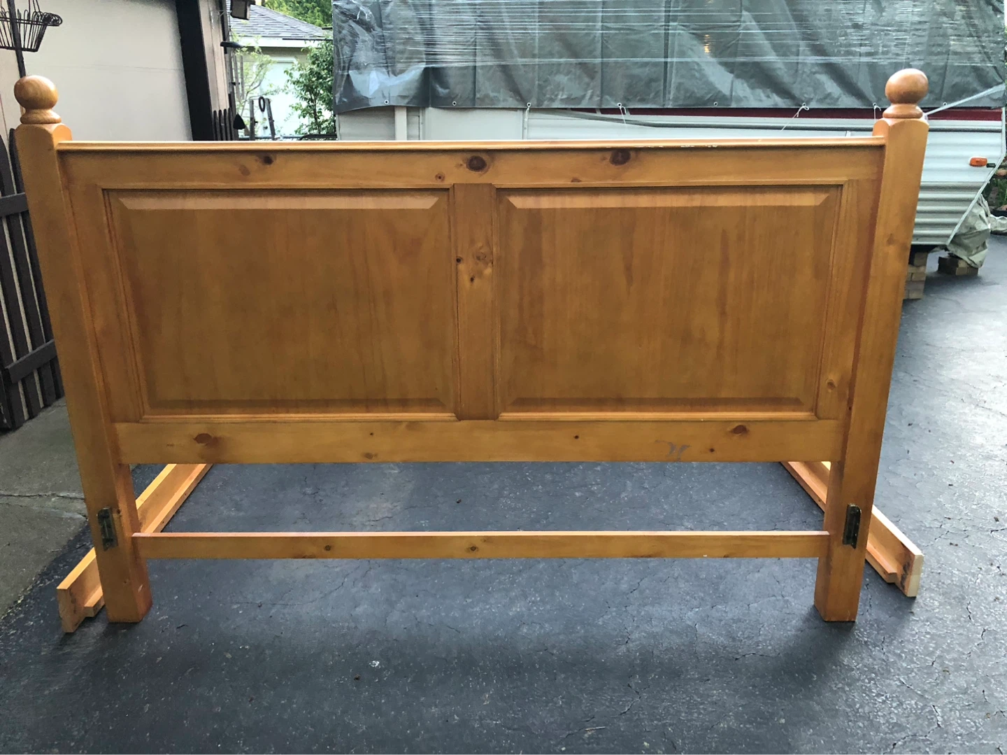 Wooden Bed Frame Headboard and Side Rails - photo 4