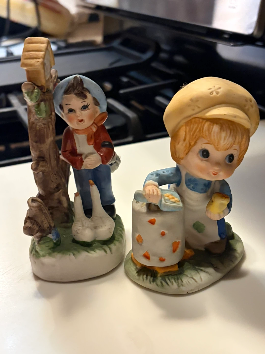 Vintage Ceramic Figurines - Children with Geese