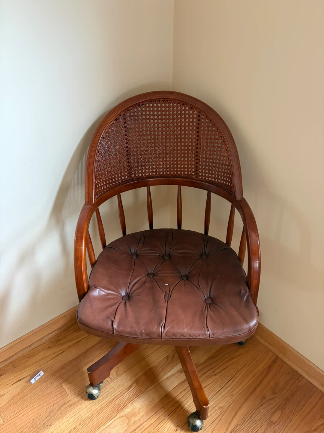 Vintage Wood and Cane Desk Chair