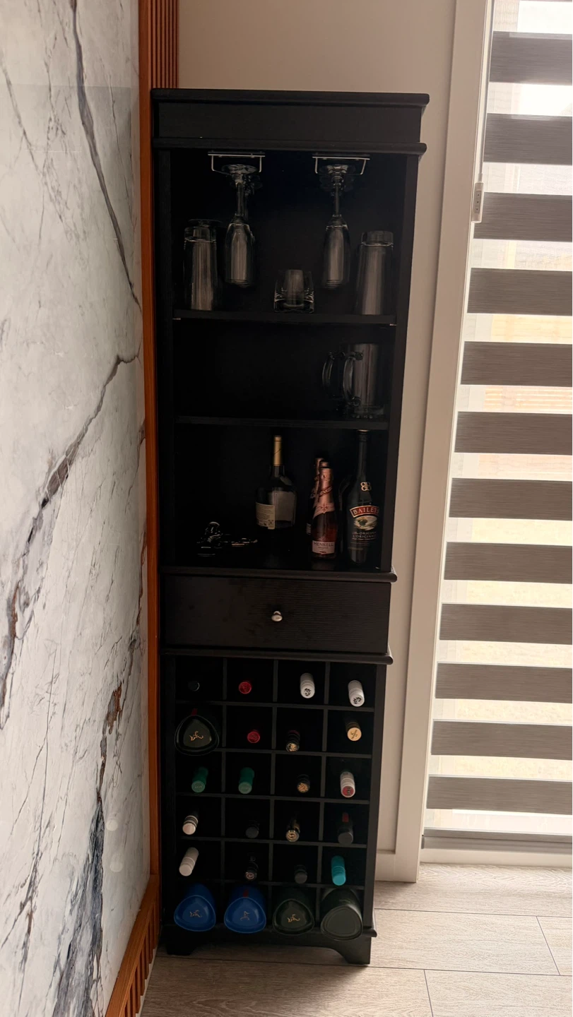 Black Wine Cabinet with Glass Holders