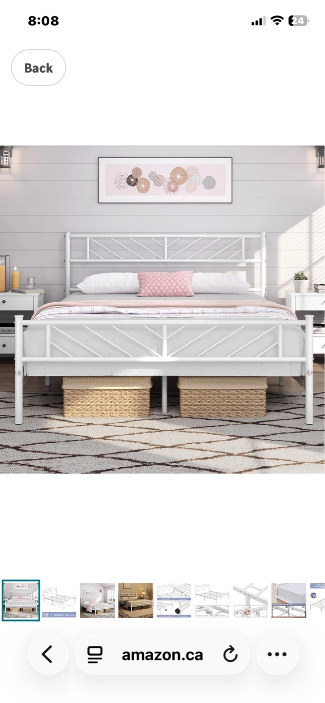 White Queen Size Metal Bed Frame