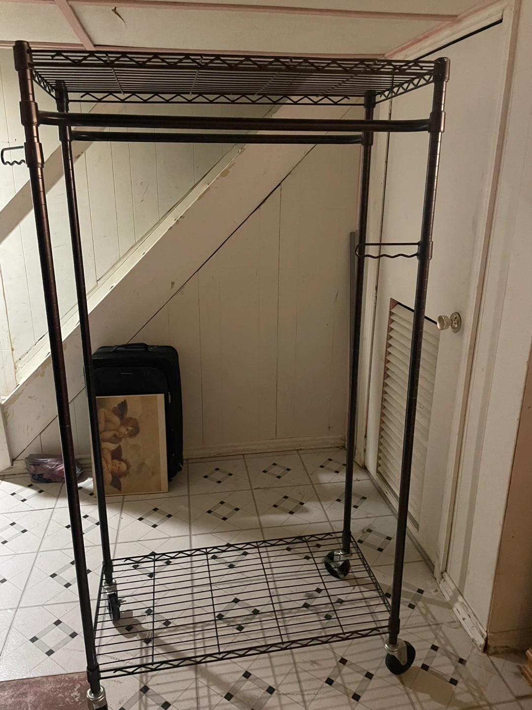 Rolling Garment Rack with Shelves