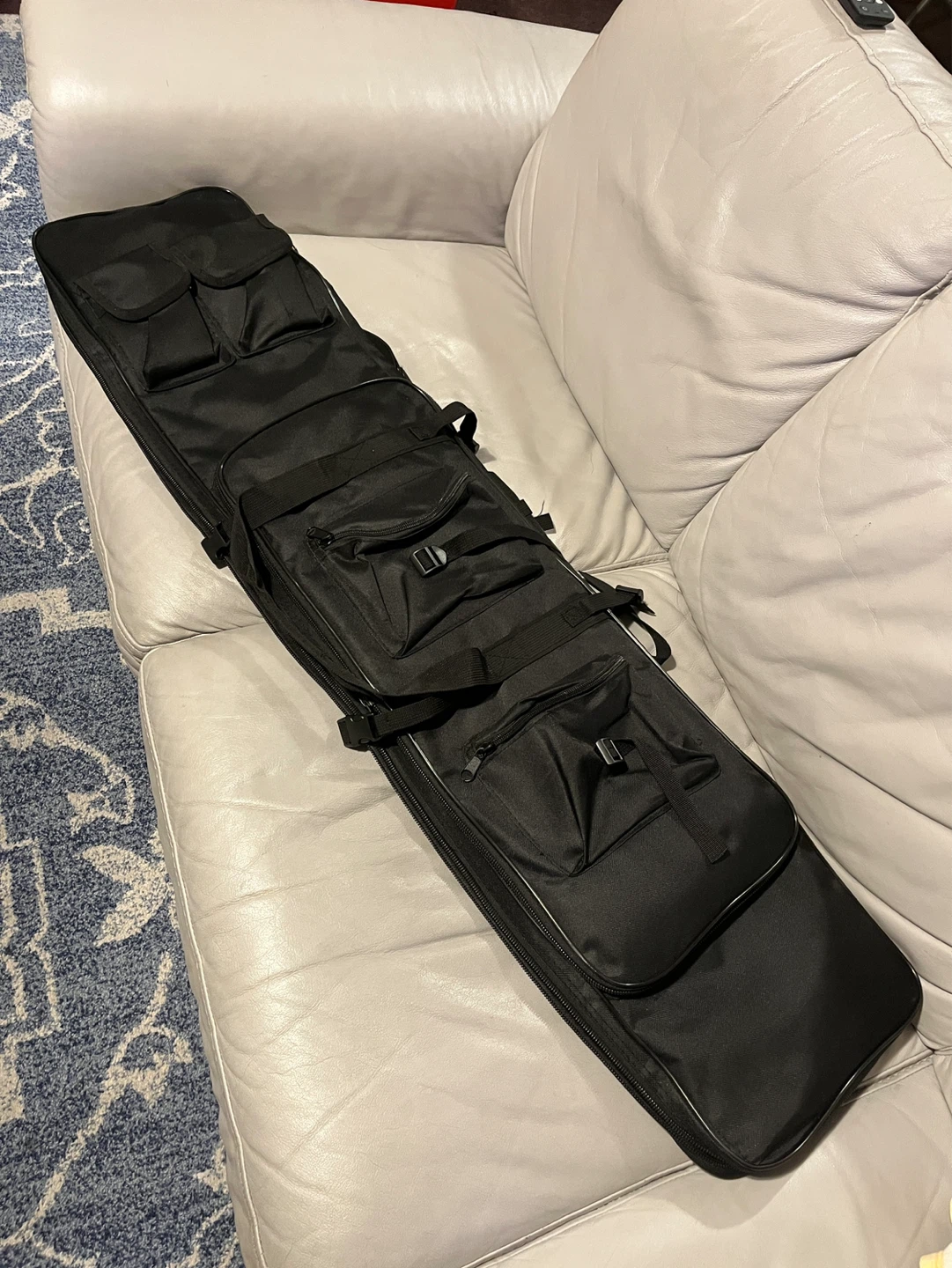 Black Padded Rifle Case with Multiple Pockets