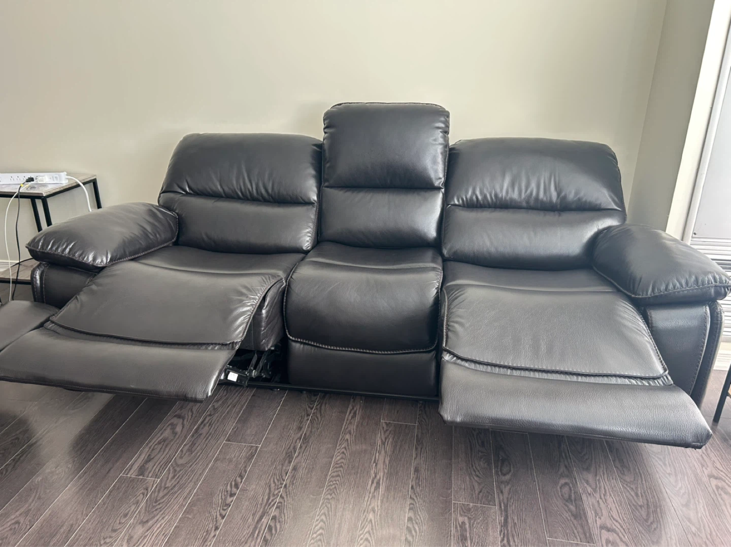 Dark Brown Faux Leather Recliner Sofa with Cup Holders - photo 5