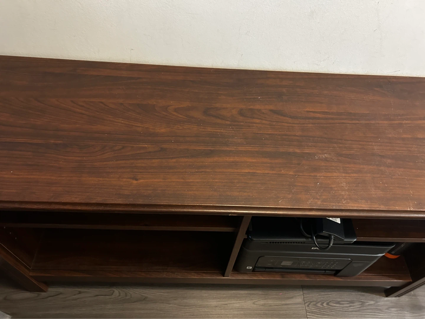 Dark Wood TV Stand with Shelves - photo 2