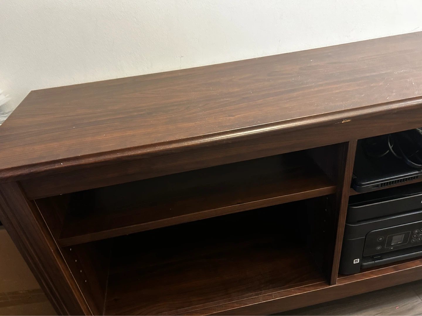 Dark Wood TV Stand with Shelves - photo 3