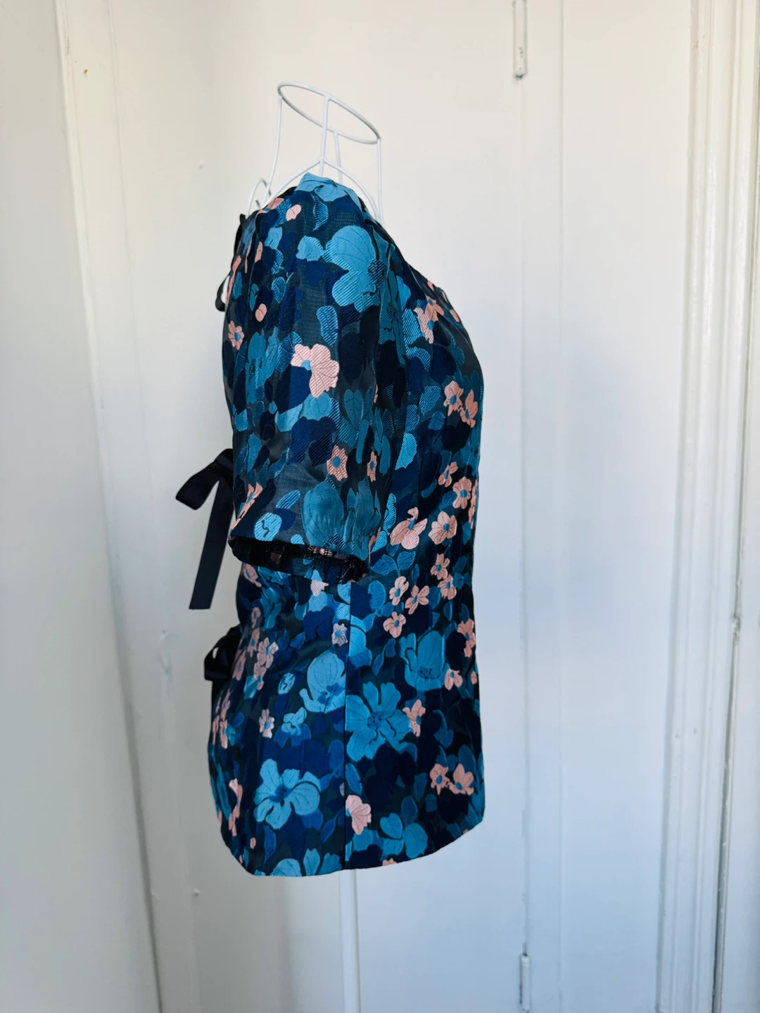 Blue Floral Puff Sleeve Top - photo 5