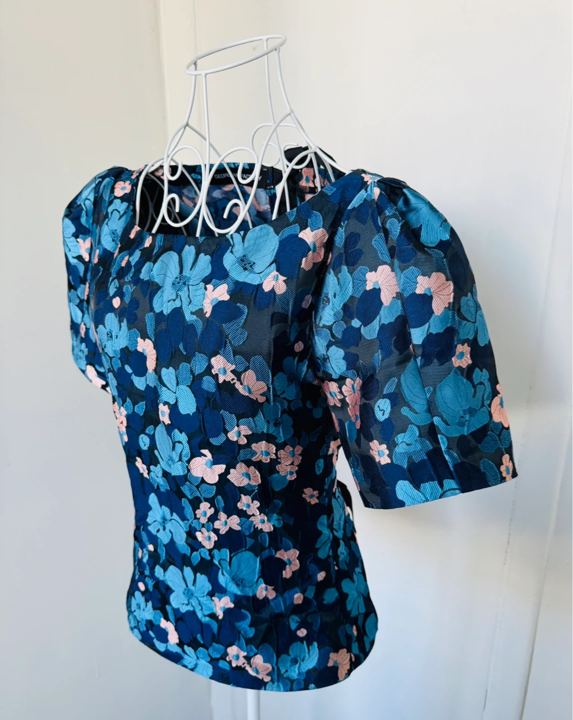 Blue Floral Puff Sleeve Top - photo 3