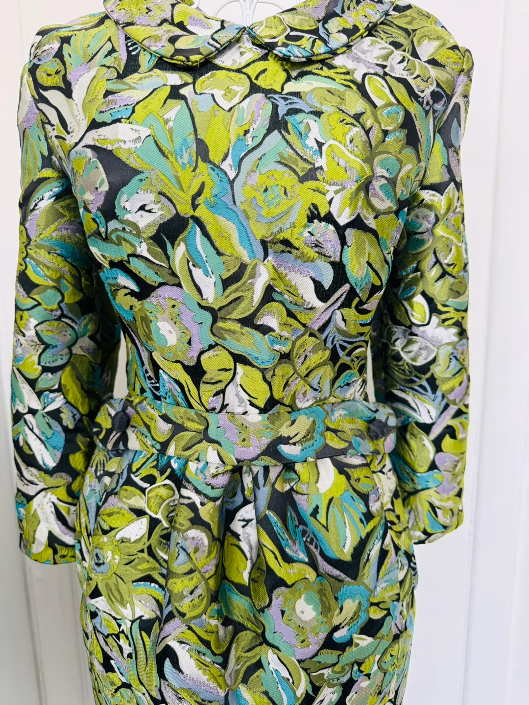 Floral Brocade Dress with Collar - photo 4