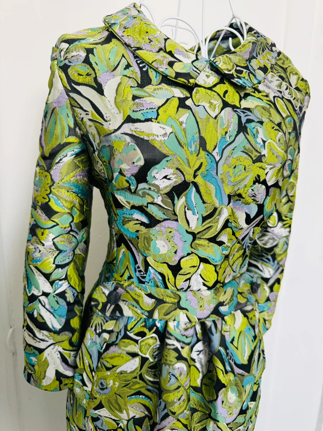 Floral Brocade Dress with Collar - photo 3