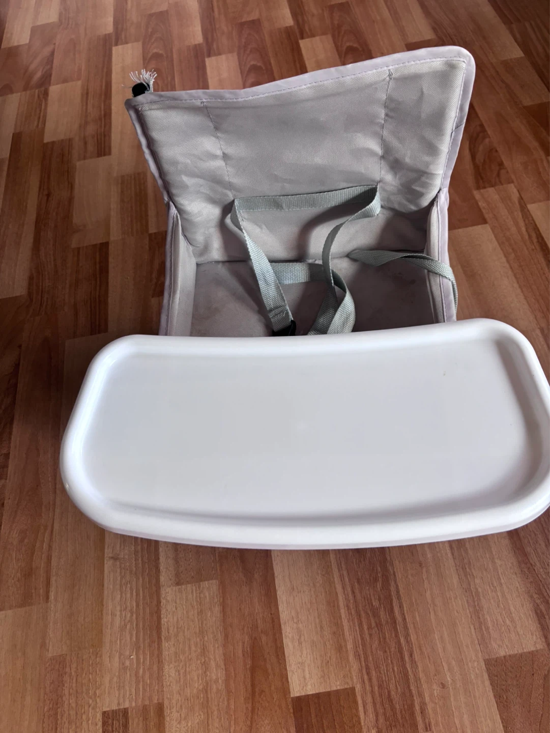 Grey Fabric Booster Seat with Tray