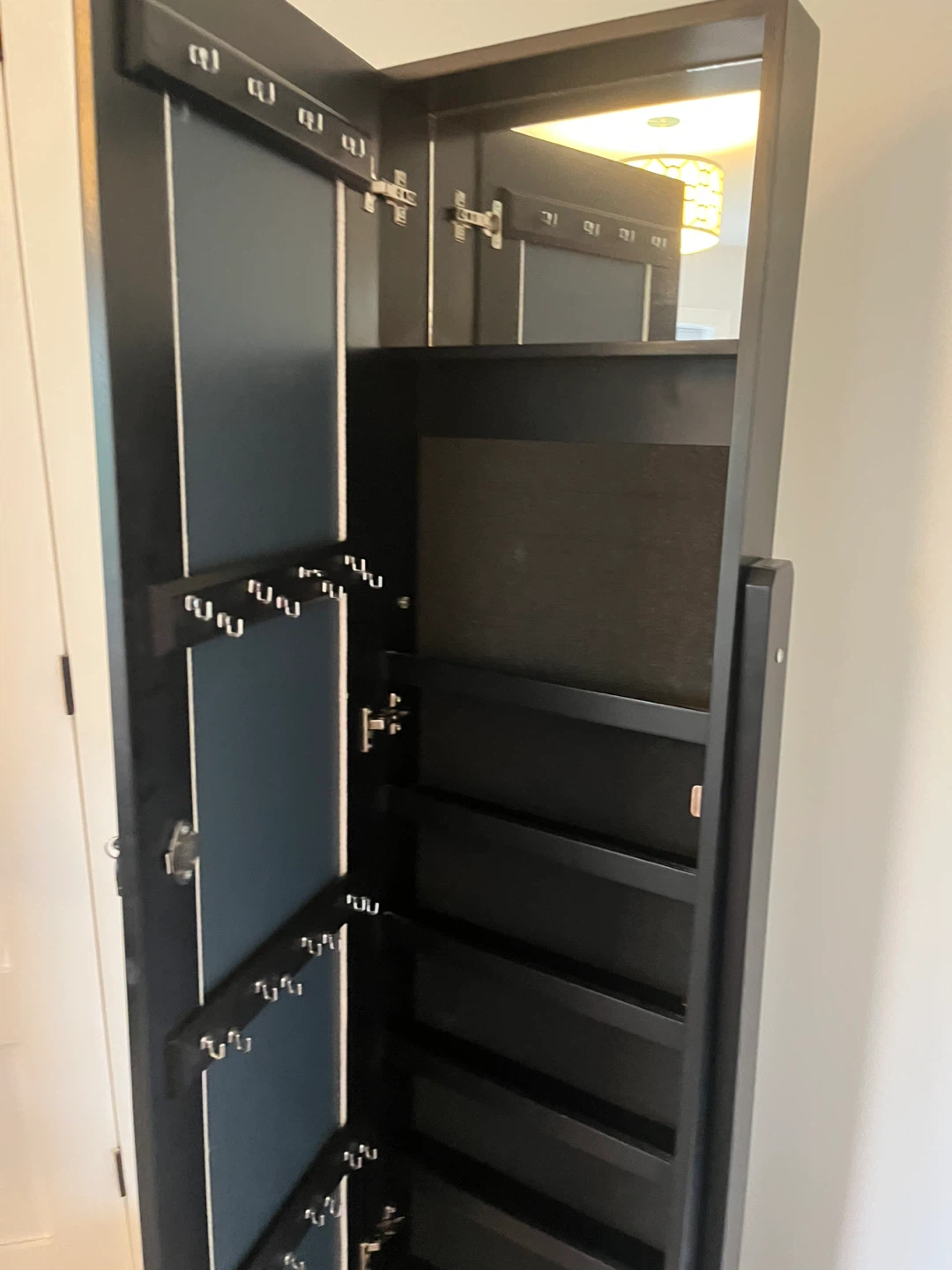 Black Standing Jewelry Armoire with Mirror - photo 2