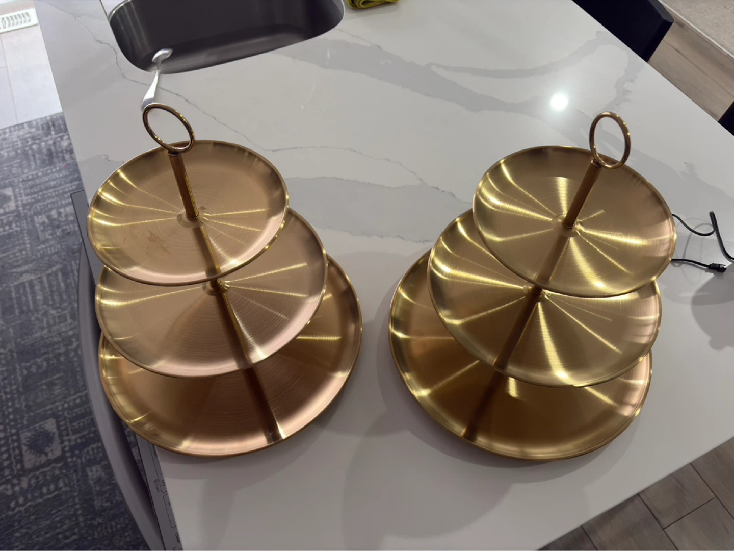 Set of 2 Gold 3-Tier Serving Stands