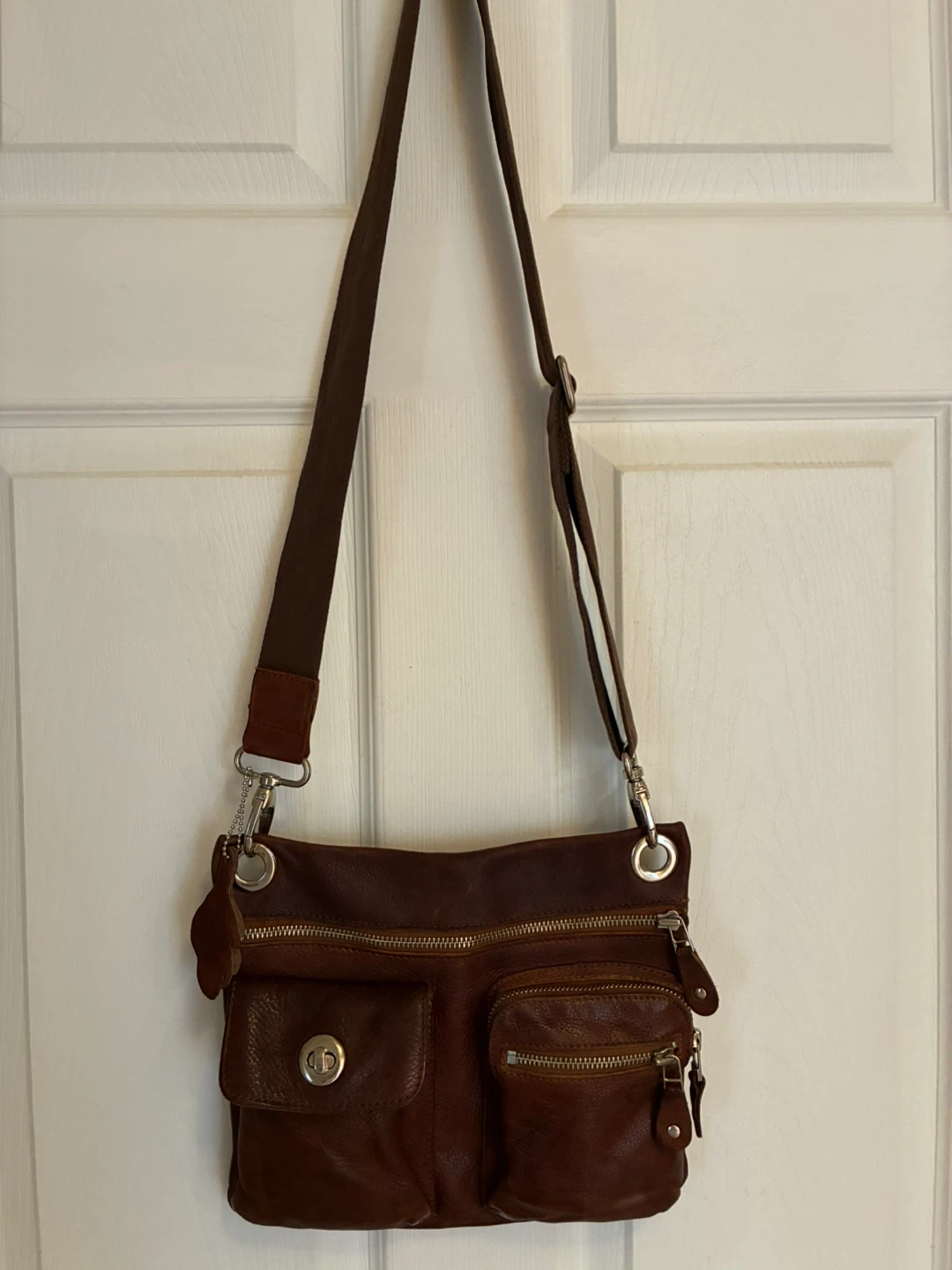 Roots Brown ‘Tribe’ Leather Crossbody Bag