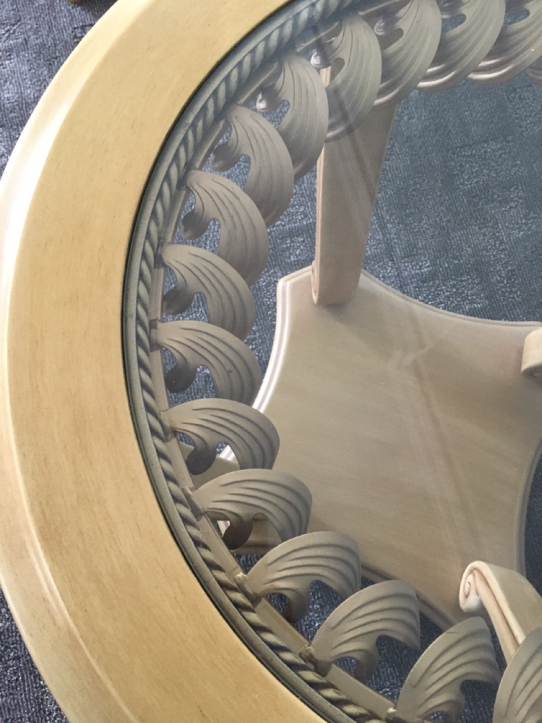 Pair of ornate wooden accent tables with glass tops $225 - photo 3