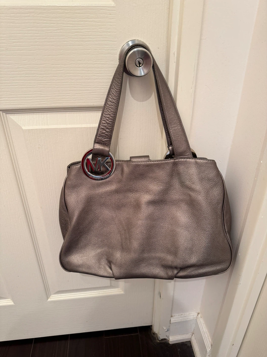 Michael Kors Silver Leather Tote Bag