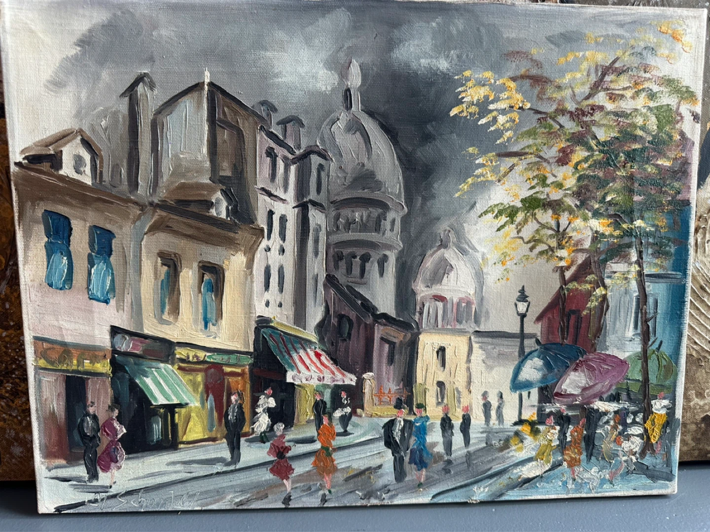 Original Oil Painting of Parisian Street Scene