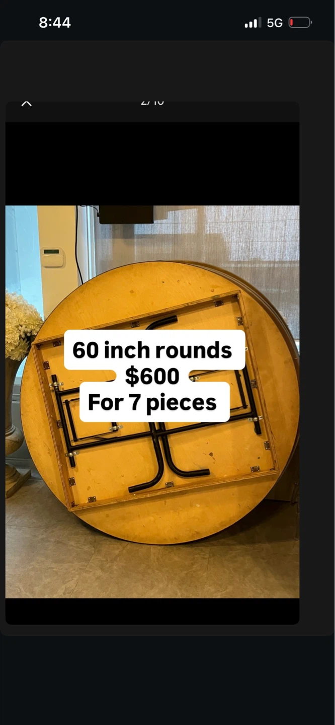 7 x 60-inch Round Folding Tables