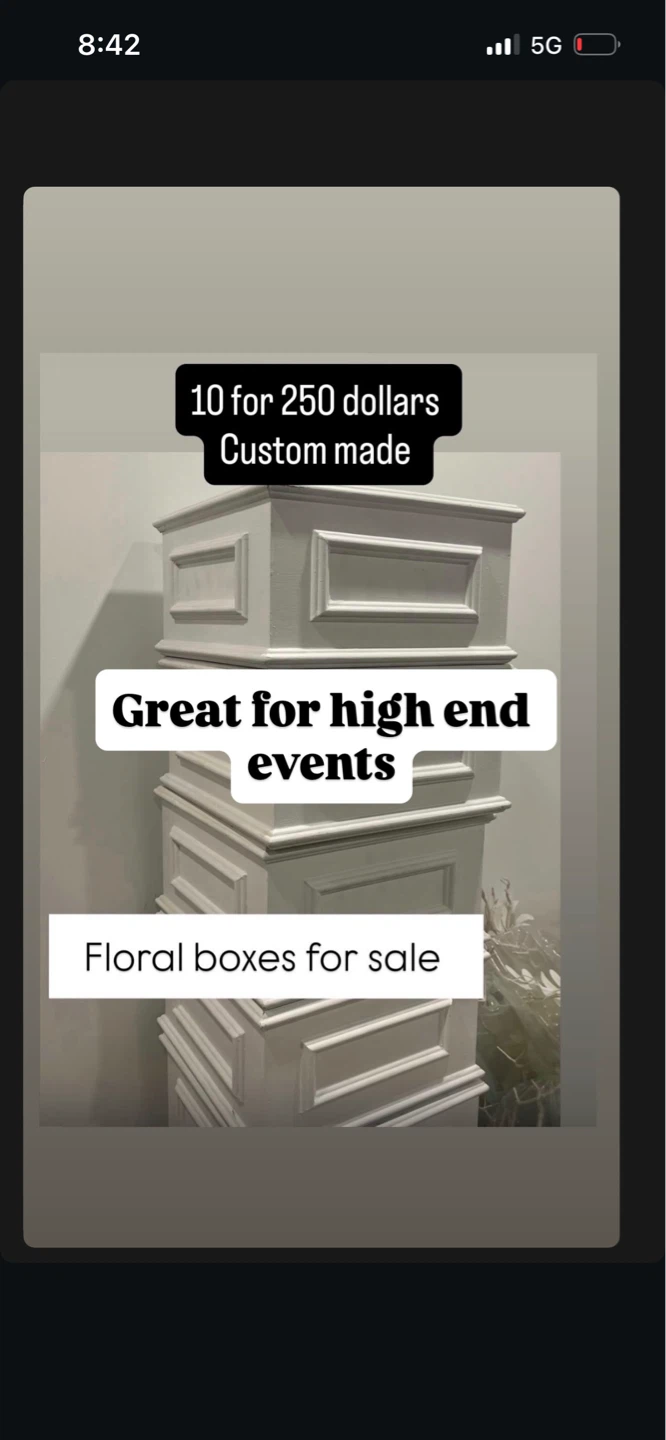 Custom Made White Floral Boxes - Set of 10 weddings