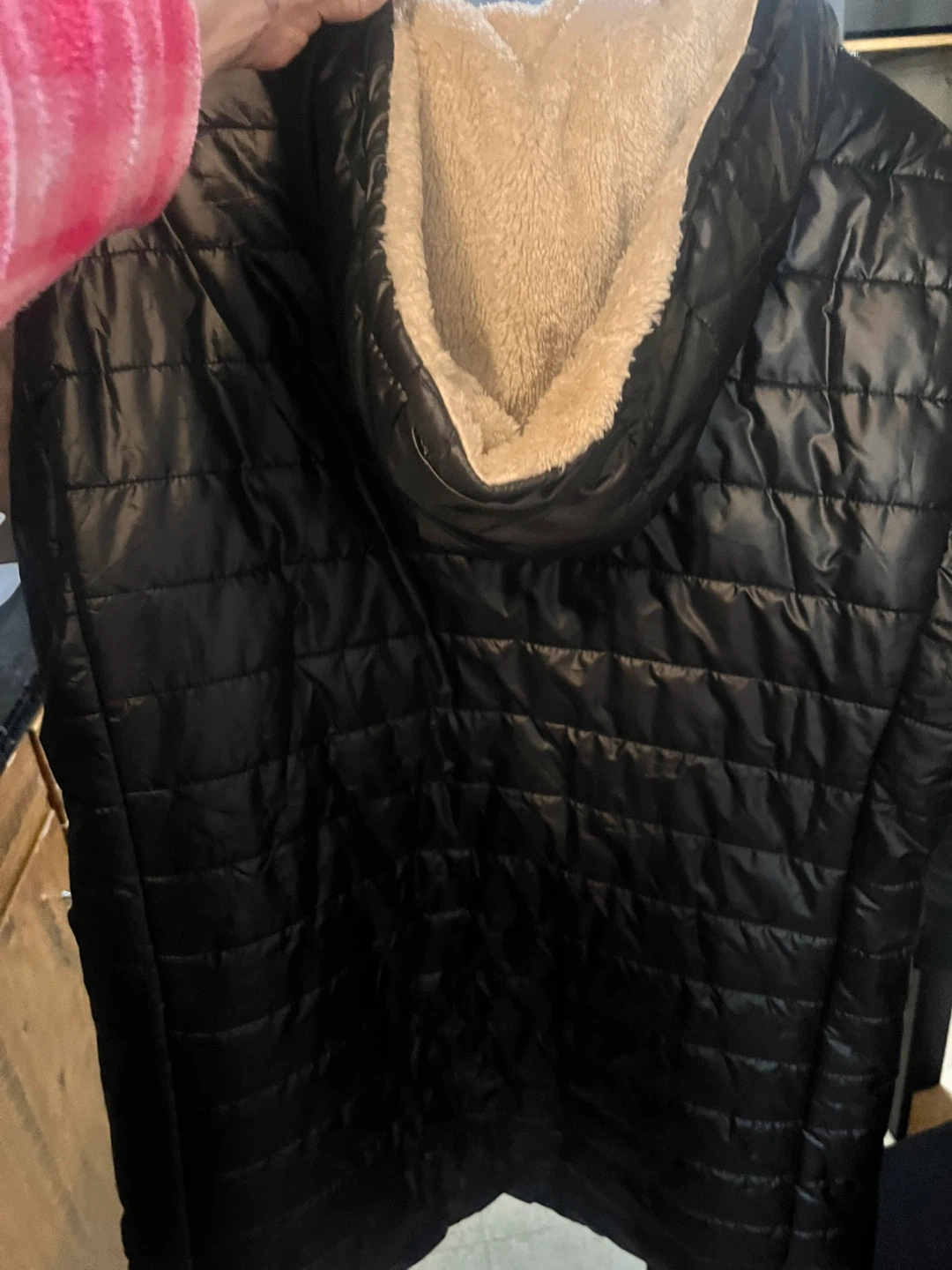 Black Puffer Jacket with Sherpa Lining - photo 2