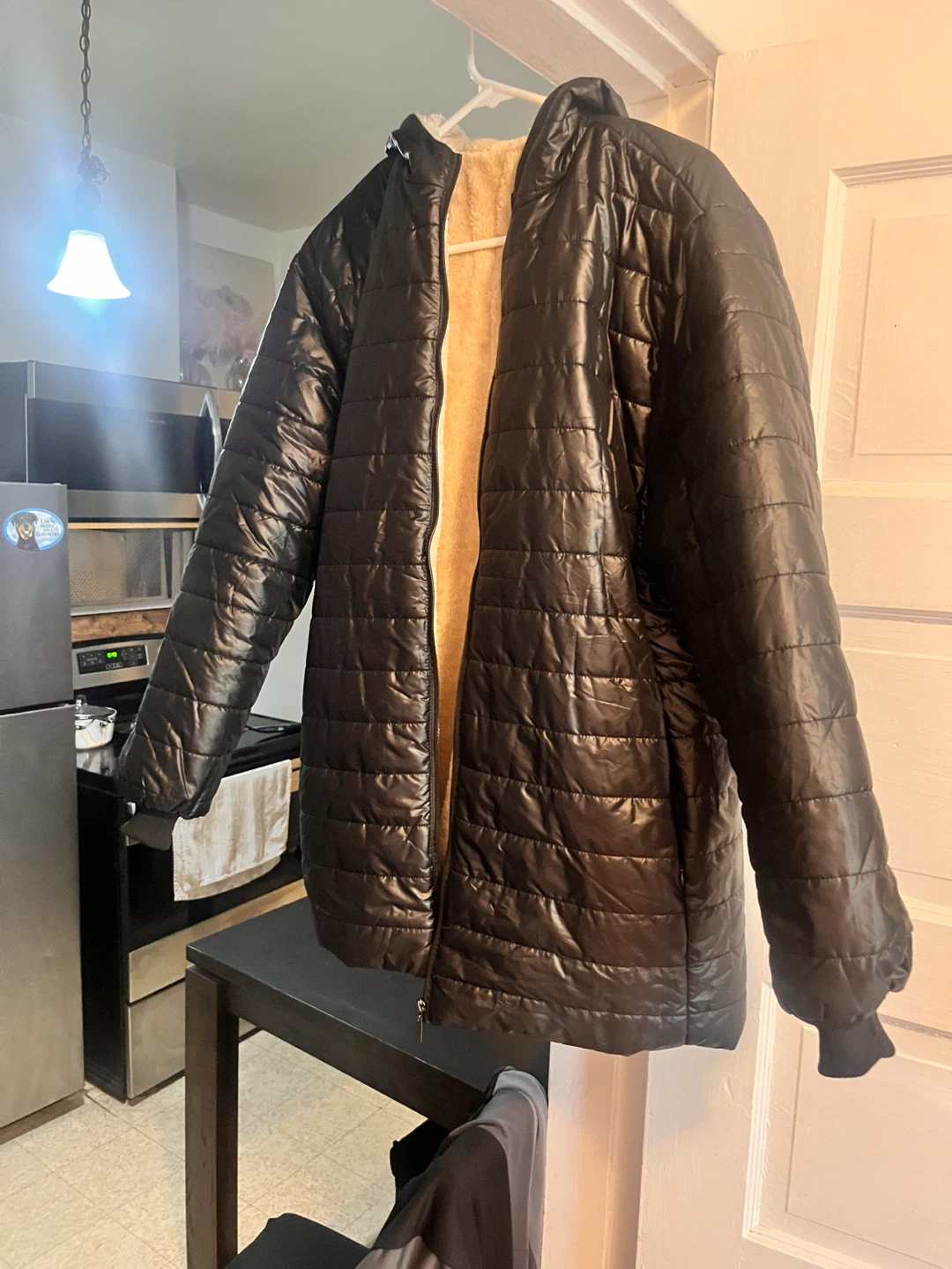 Black Puffer Jacket with Sherpa Lining