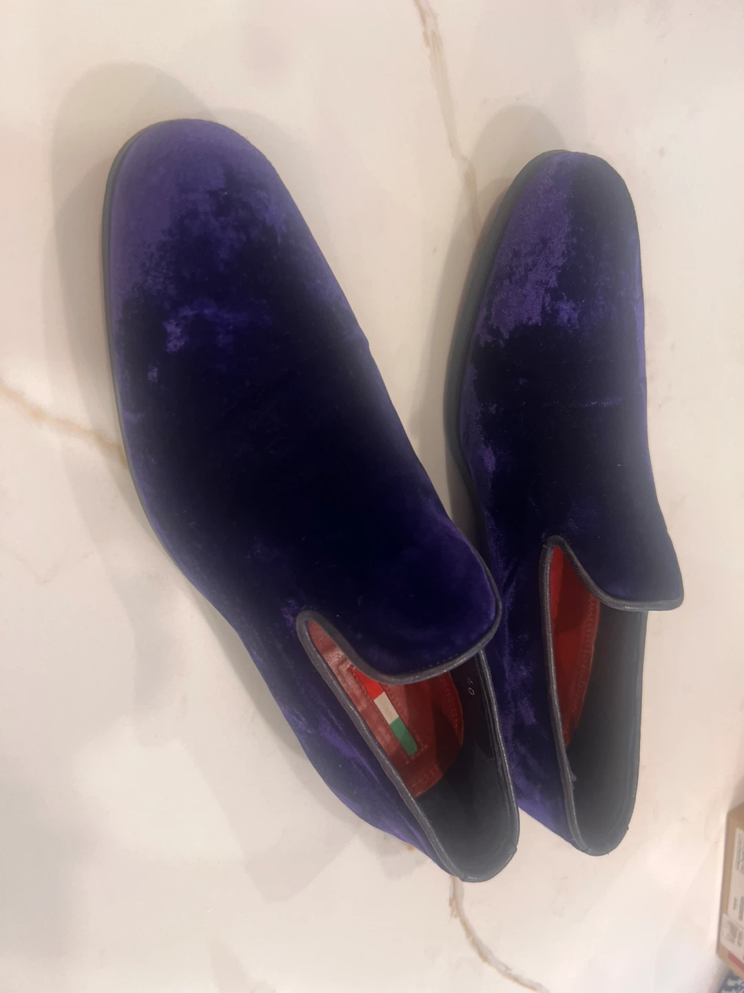 Men's Purple Velvet Loafer Shoes - photo 3