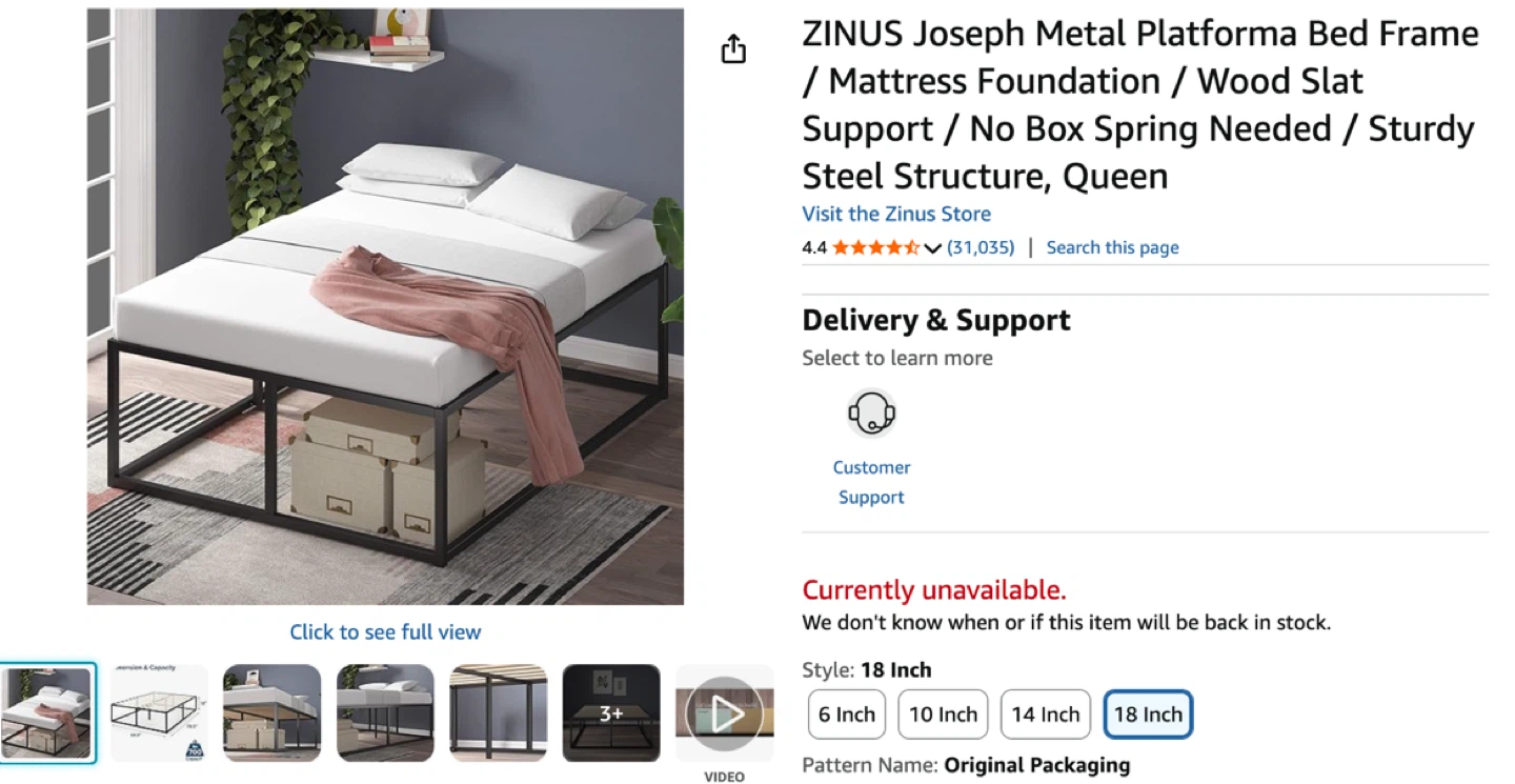 ZINUS Joseph Metal Platform Bed Frame Queen - photo 2
