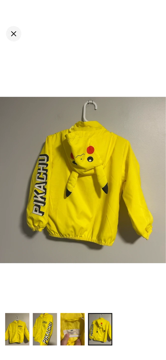 H&M Pokemon Pikachu Yellow Hooded Jacket Size 3T - photo 4