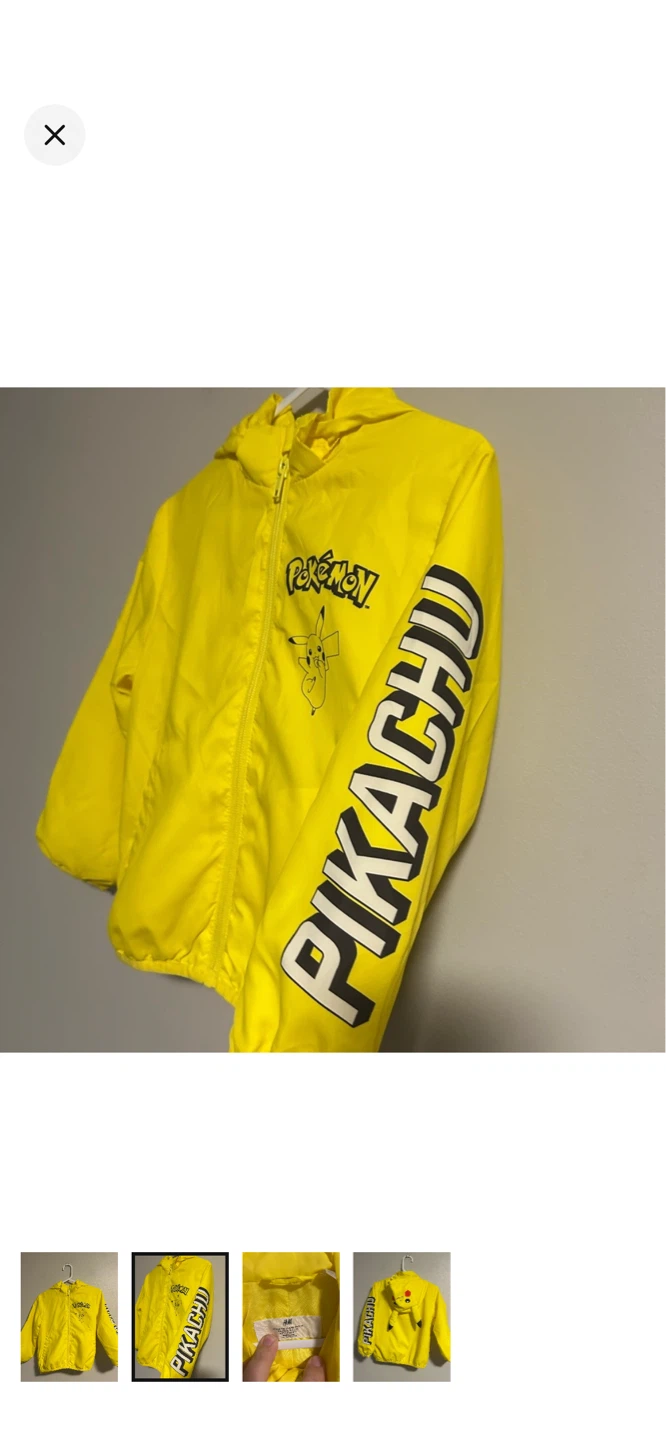 H&M Pokemon Pikachu Yellow Hooded Jacket Size 3T - photo 2