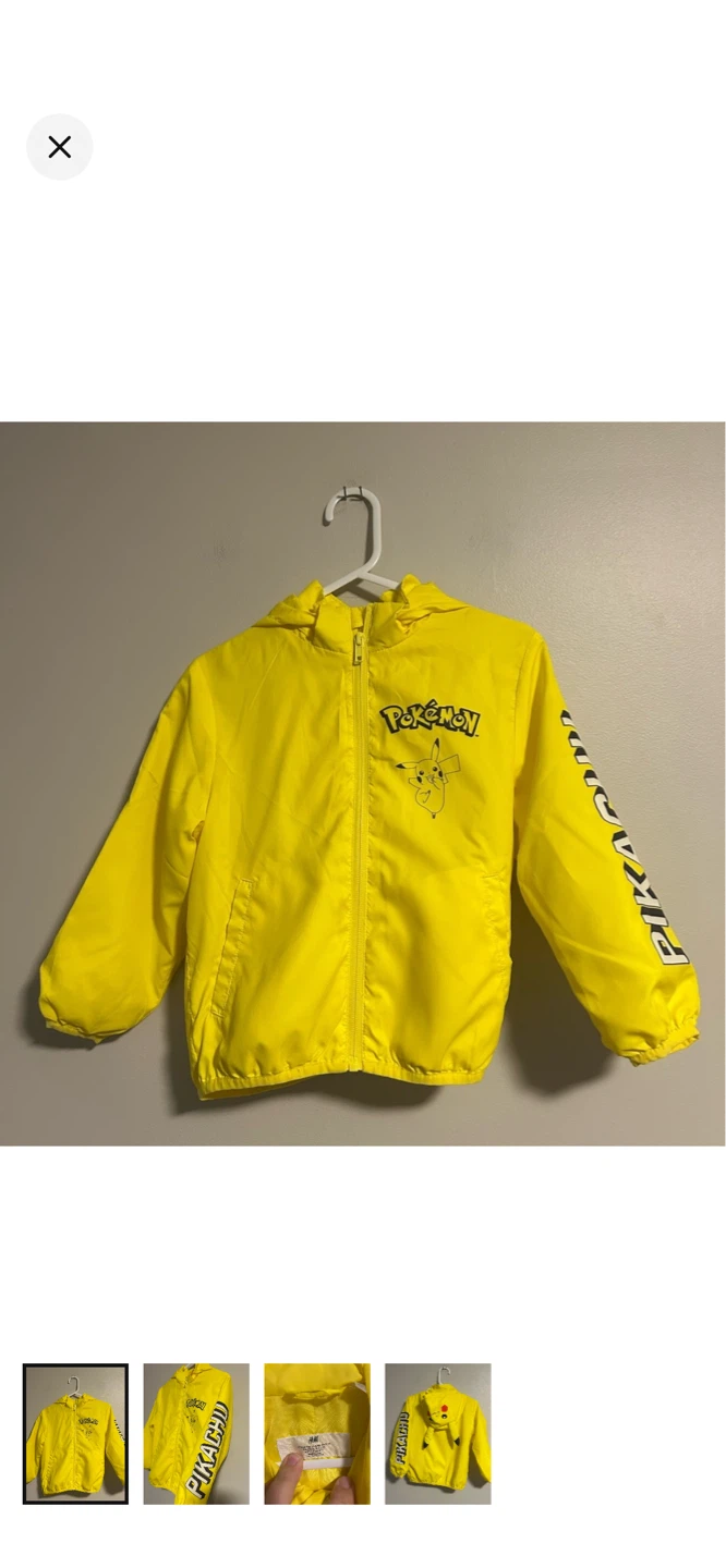 H&M Pokemon Pikachu Yellow Hooded Jacket Size 3T