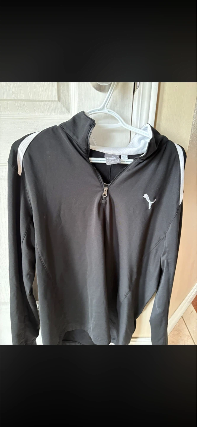 Puma Men's Black 1/4 Zip Long Sleeve Athletic Shirt