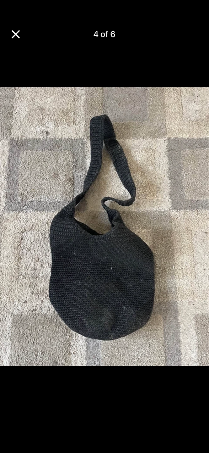 Black crochet shoulder bag