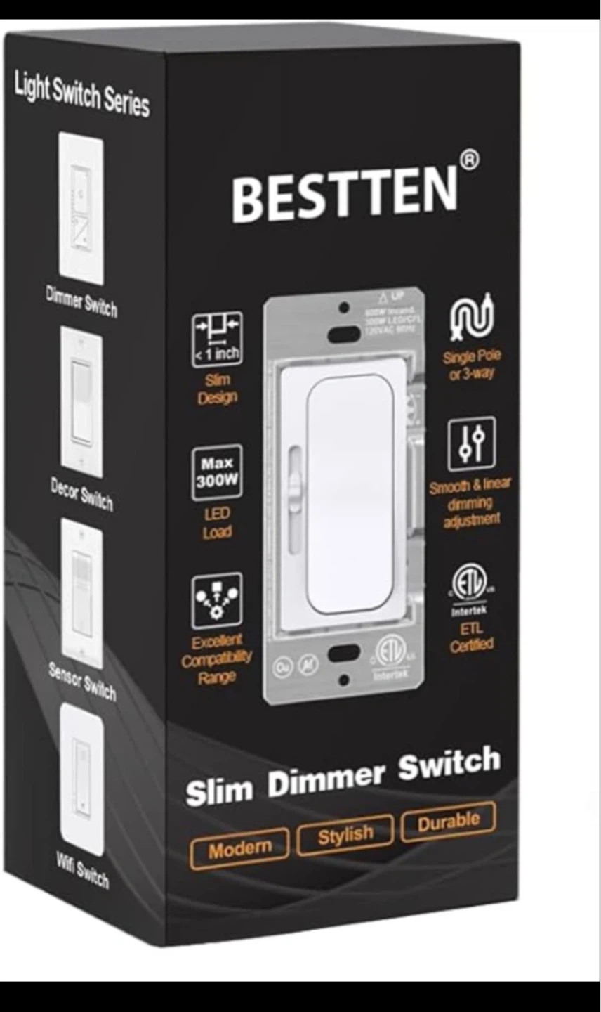 BESTTEN Single Pole/3-Way LED Dimmer Switch