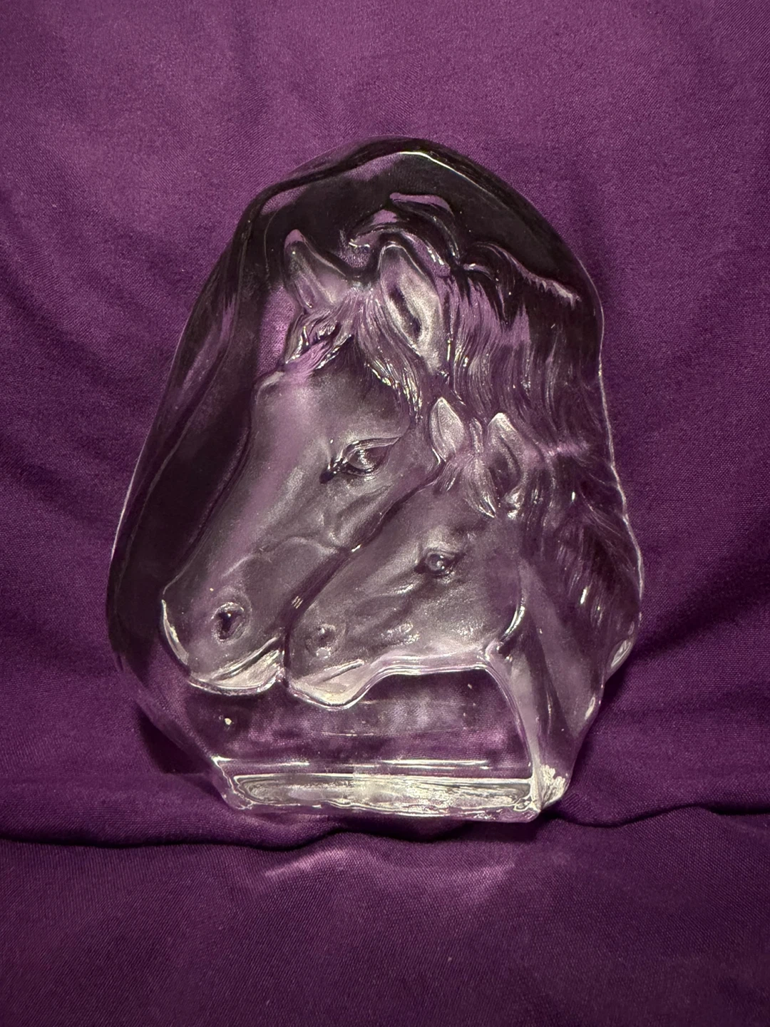 Clear Glass Horse and Foal Sculpture
