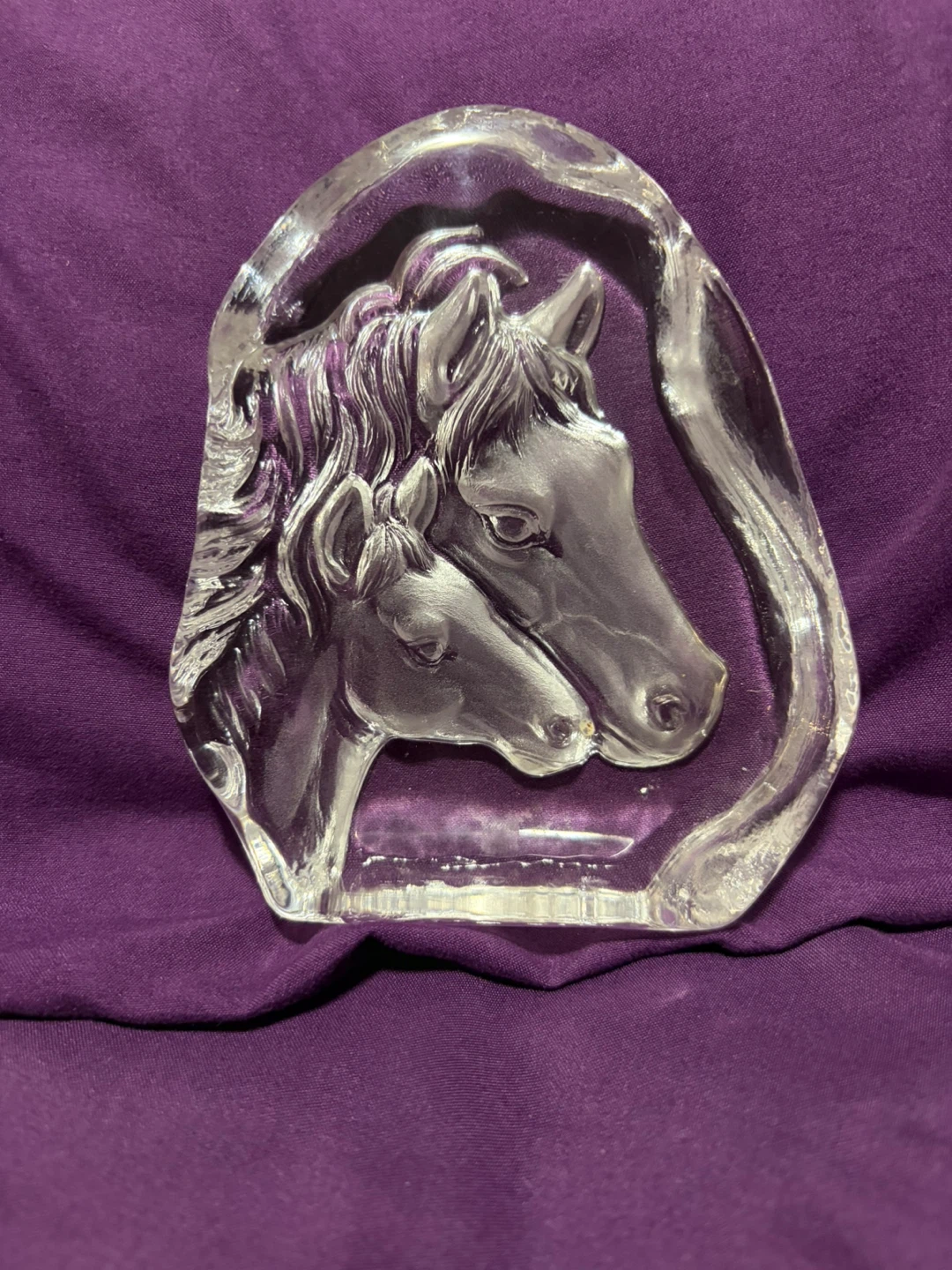 Clear Glass Horse and Foal Sculpture - photo 2
