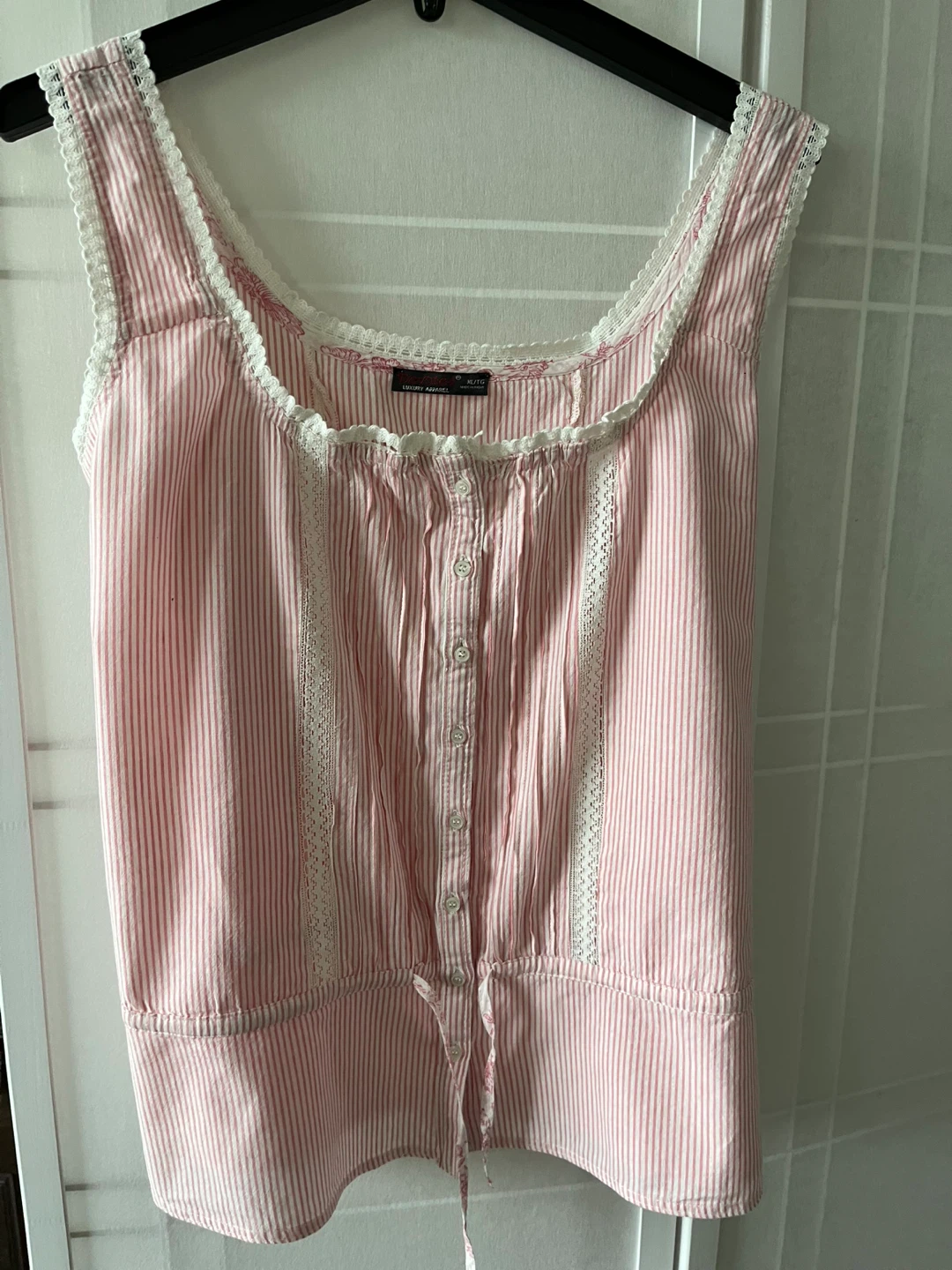 Pink Striped Cotton Tank Top XL/TG