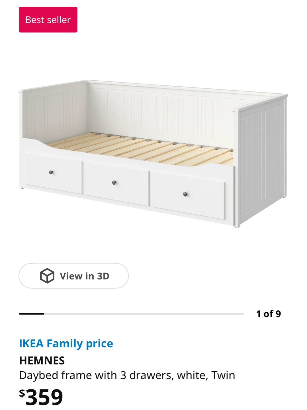 IKEA HEMNES Daybed Frame with 3 Drawers, White, Twin - photo 4
