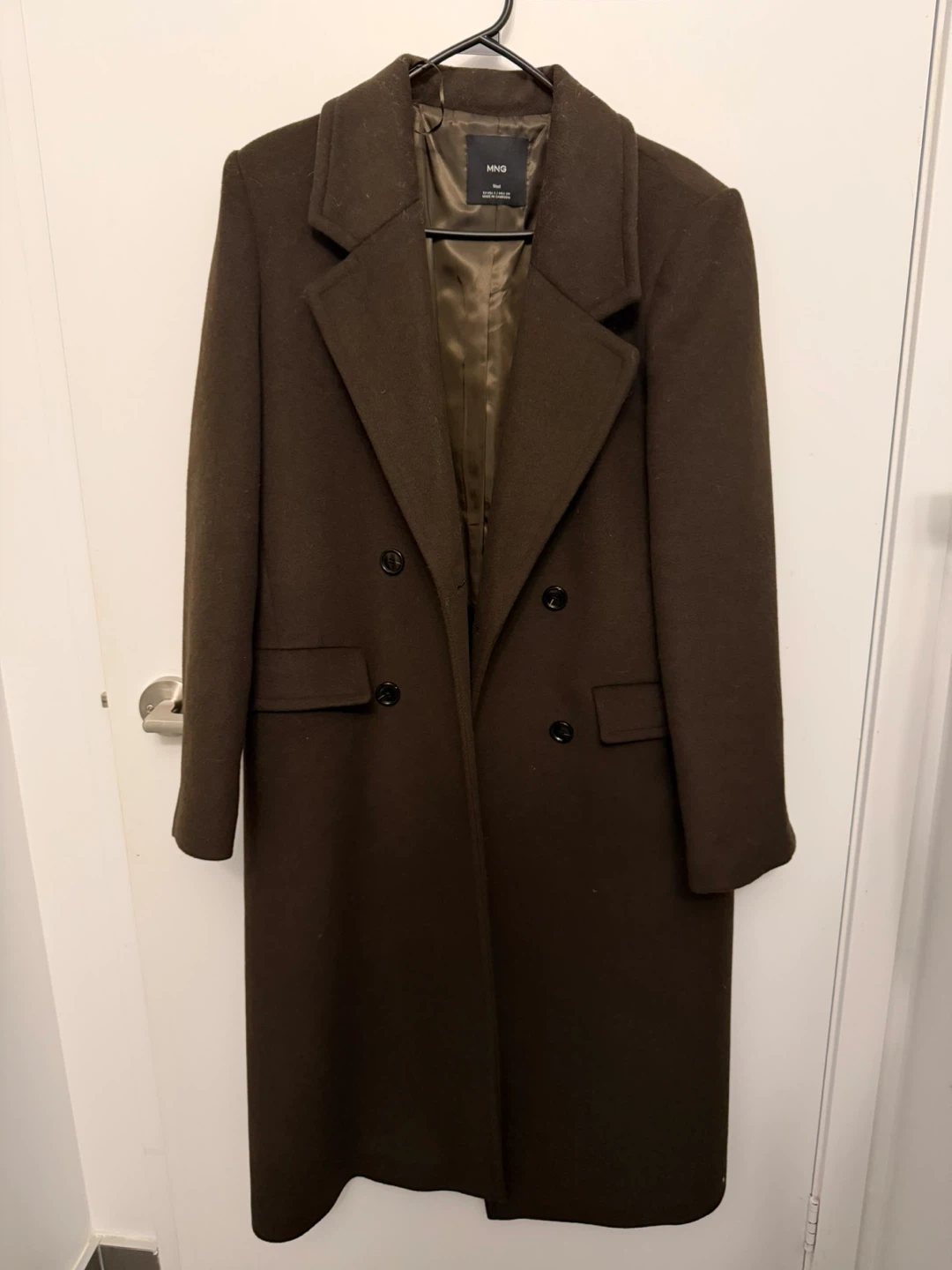 MNG Double-Breasted Wool Coat - Dark Brown