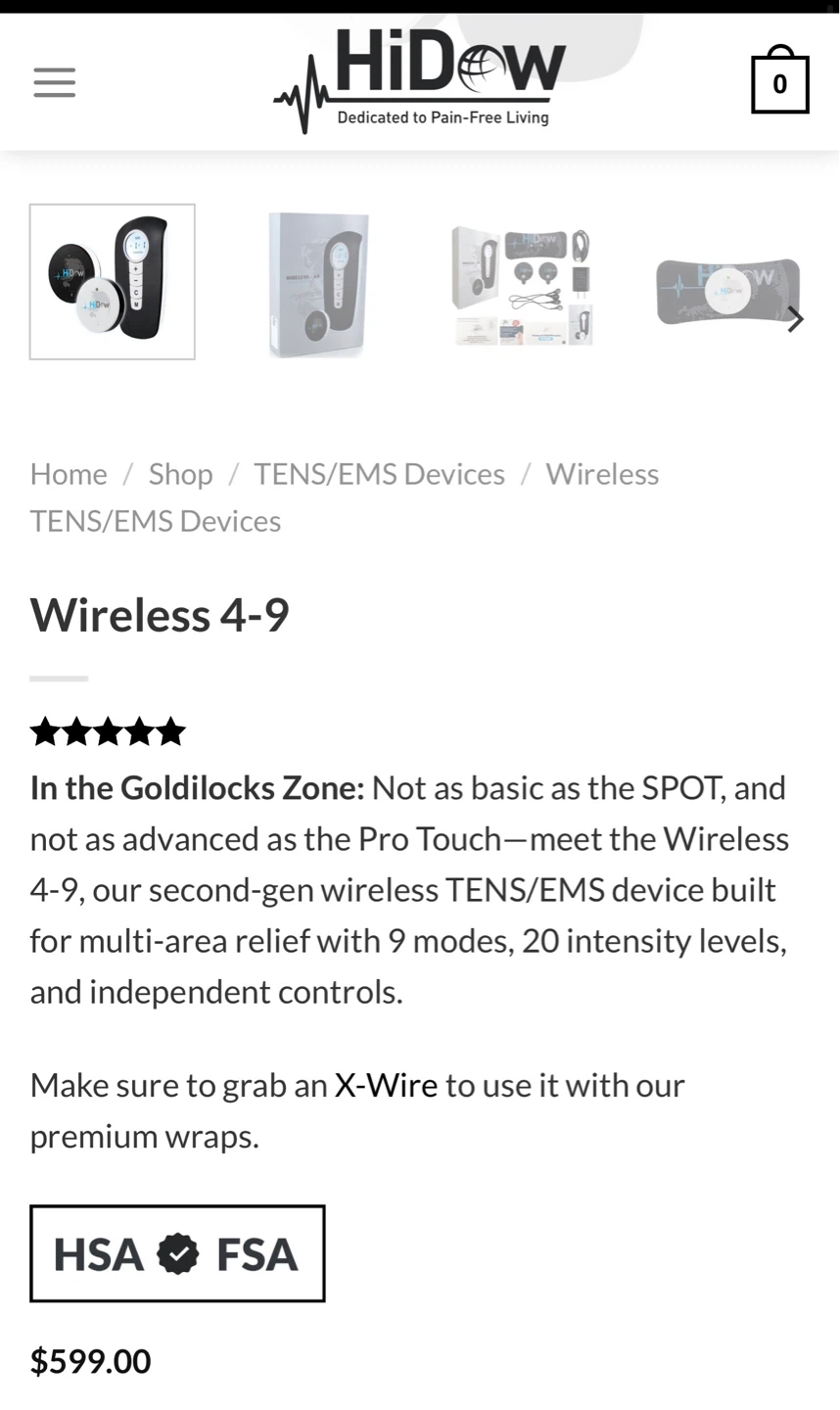 Hi-Dow Wireless 4-9 TENS/EMS System BRAND NEW - photo 4