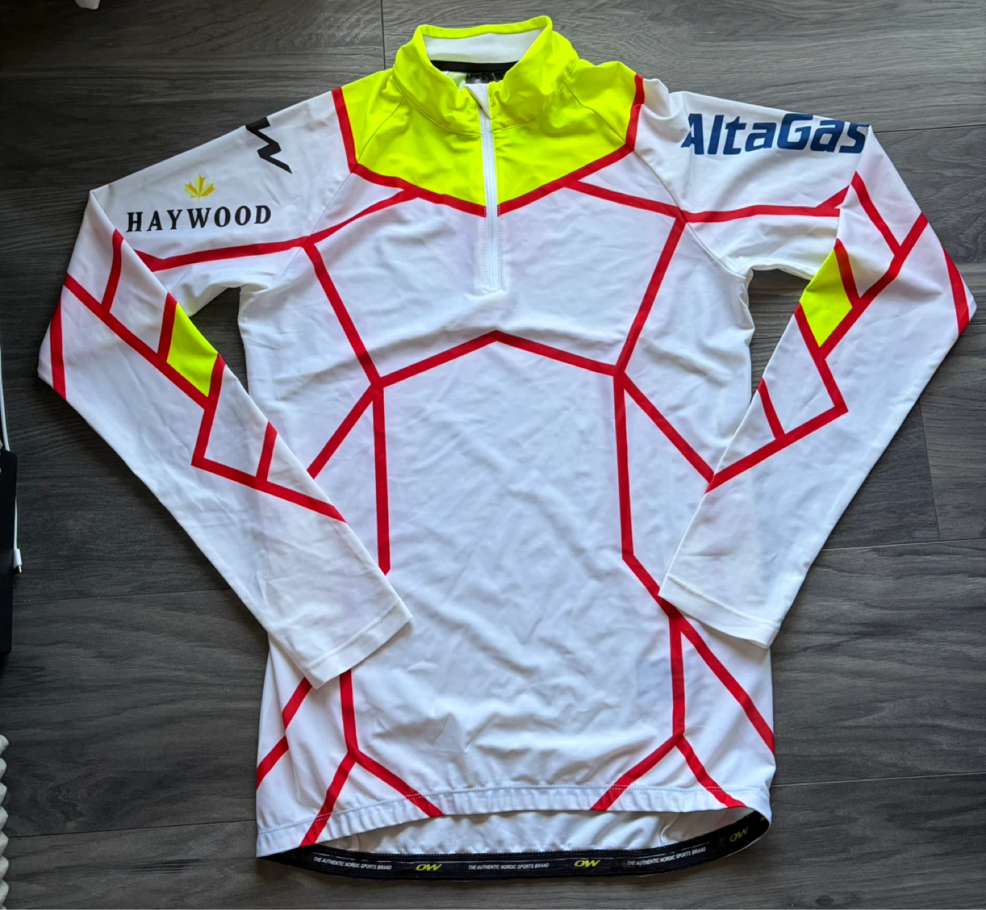 OW Nordic Sports Cycling Jersey - White/Red/Yellow - Size L