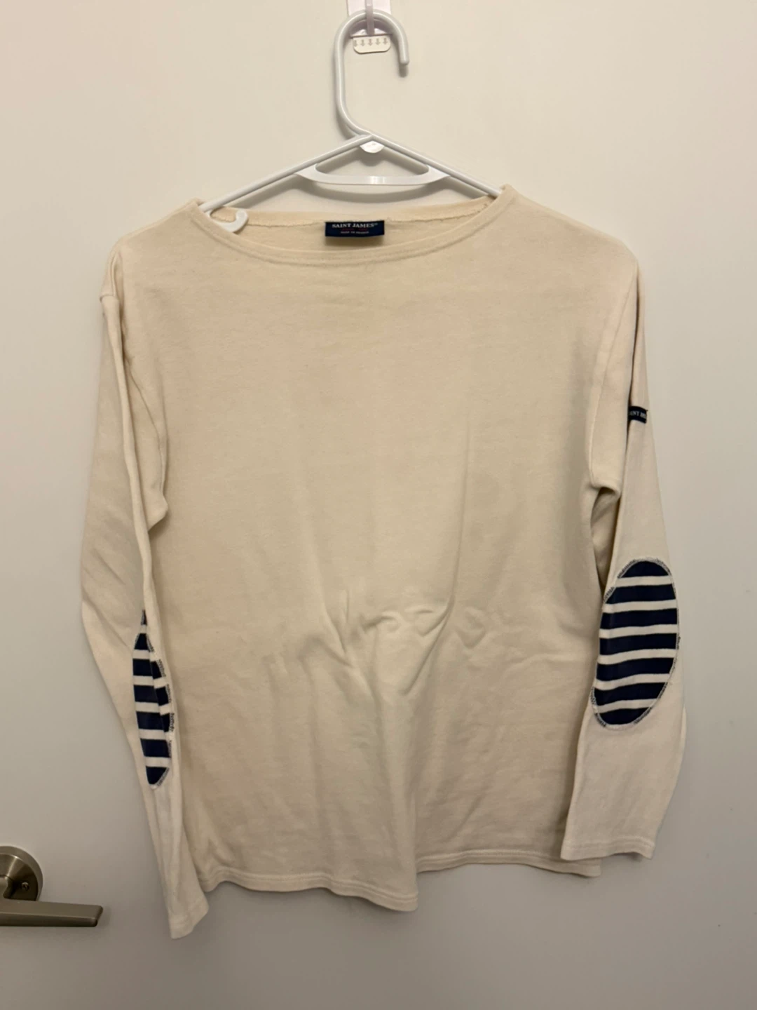 Saint James Long Sleeve Shirt with Striped Elbow Patches