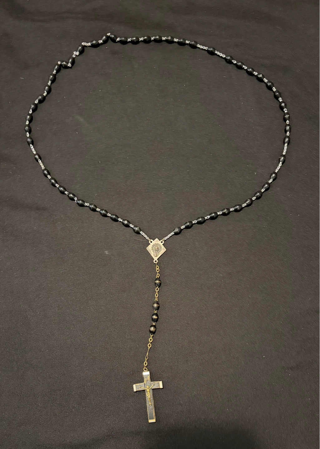 Costume Black Rosary Beads with Cross Pendant