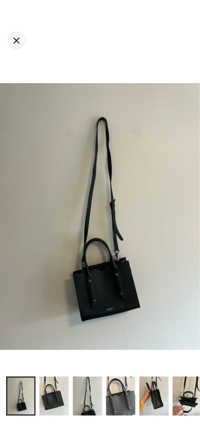Black Leather Tote Bag by Bolker